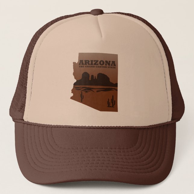 Arizona state map vintage trucker hat (Front)