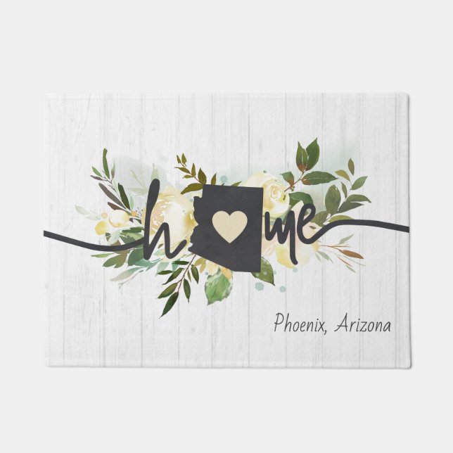 Arizona State Personalised Your Home City Rustic Doormat (Front)