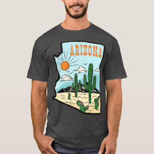 Arizona State Retro Vintage Camping Cactus T-Shirt