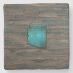 Arizona State Shape Teal Stone Coaster