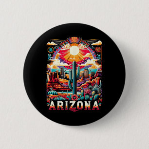 Arizona State Shirt Az Retro Desert Cactus Family 6 Cm Round Badge
