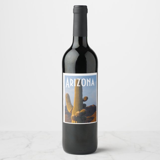 Arizona Sunlit Saguaro Wine Label (Front)