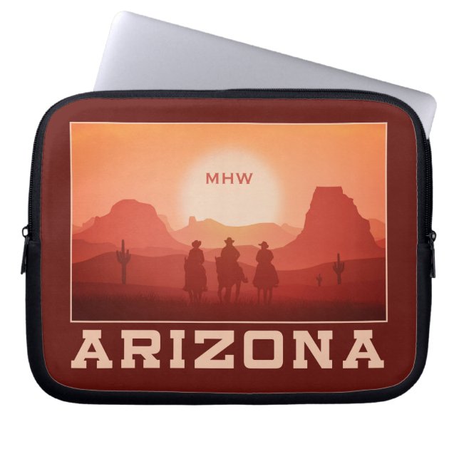 Arizona Sunset custom monogram laptop sleeves (Front)