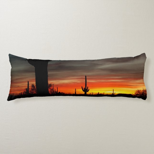 Arizona Sunset Sonoran Desert With Saguaro Cactus Body Cushion (Front)