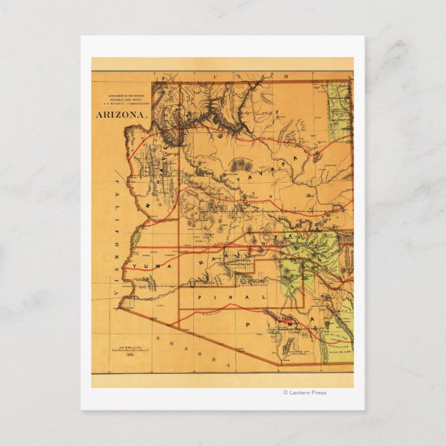 Arizona TerritoryPanoramic MapArizona Postcard (Front)