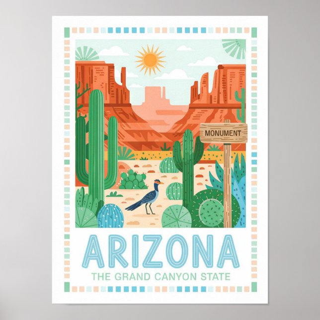Arizona the Grand Canyon State Summer Travel Poster (Front)