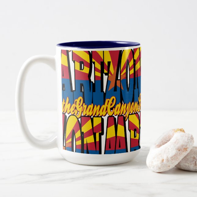 Arizona the Grand Canyon State Two-Tone Coffee Mug (With Donut)