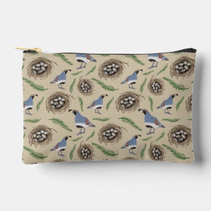 Arizona-Themed Hand-Drawn Gambel's Quail Pattern Accessory Pouch