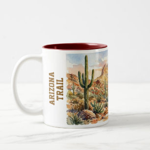 Arizona Trail watercolor scene Two-Tone Coffee Mug