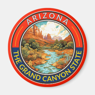 Arizona Travel Art Badge Magnet