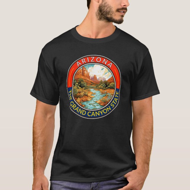 Arizona Travel Art Badge T-Shirt (Front)