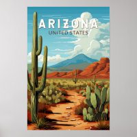 Arizona Travel Art Vintage