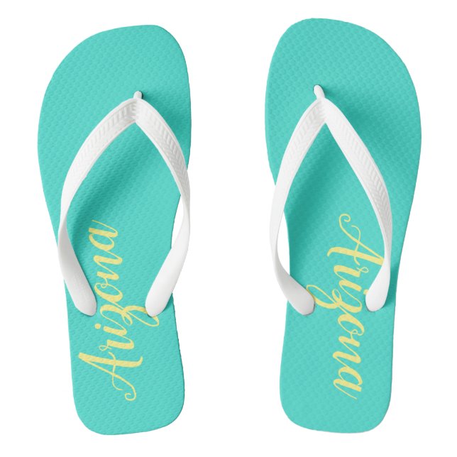 Arizona Turquoise Blue Yellow Thongs (Footbed)