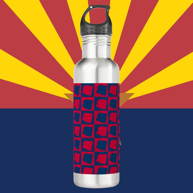 Arizona US State Red and Blue Pattern 710 Ml Water Bottle (A water bottle of a red and blue pattern of the US state of Arizona)