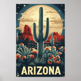 Arizona USA Art Vintage Illustration Travel Poster