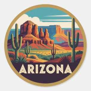 Arizona USA Desert Landscapes And Grand Canyon  Classic Round Sticker