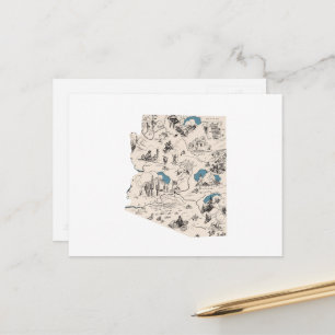 Arizona Vintage Picture Map Postcard
