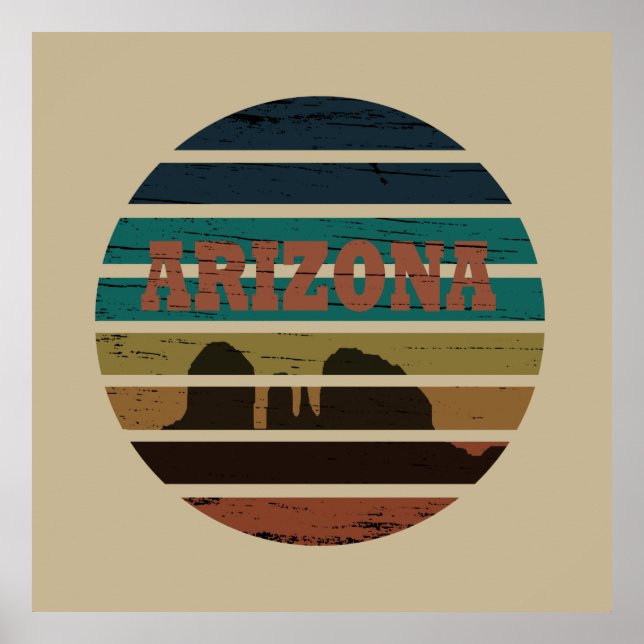 arizona vintage sunset landscape az poster (Front)