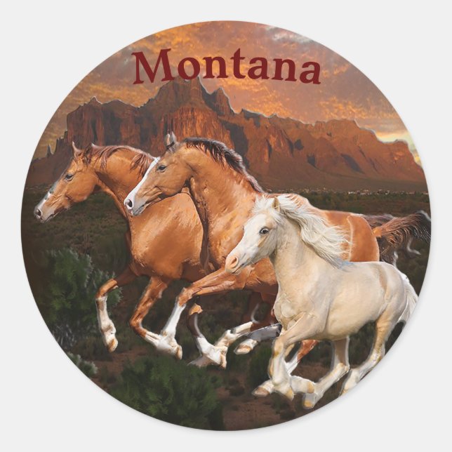 Arizona Wild horses Classic Round Sticker (Front)