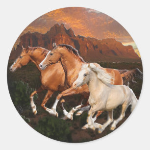 Arizona Wild horses Classic Round Sticker