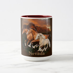 Arizona Wild horses Two-Tone Coffee Mug