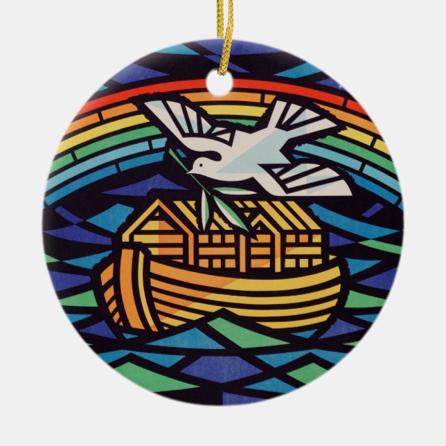 Ark of Noah with Holy Spirit Ceramic Ornament (Front)