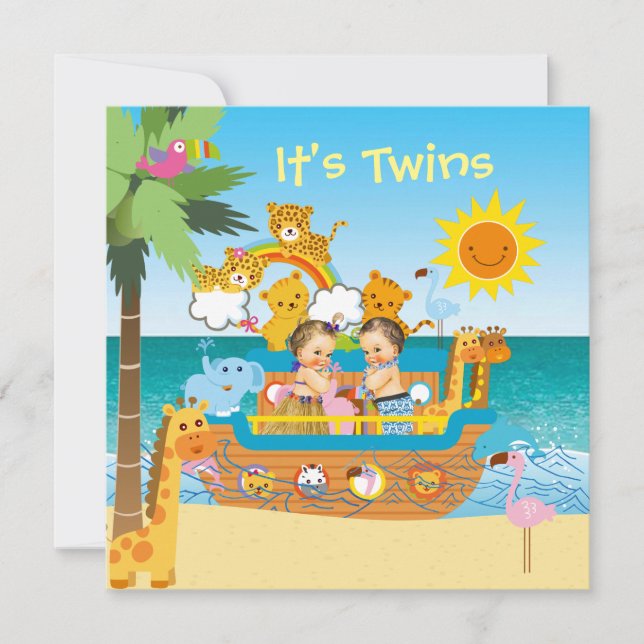 Ark Twins Baby Shower Invitation (Front)