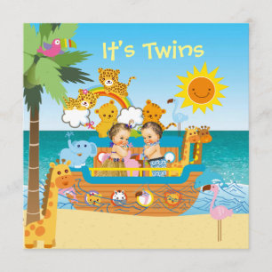 Ark Twins Baby Shower Invitation