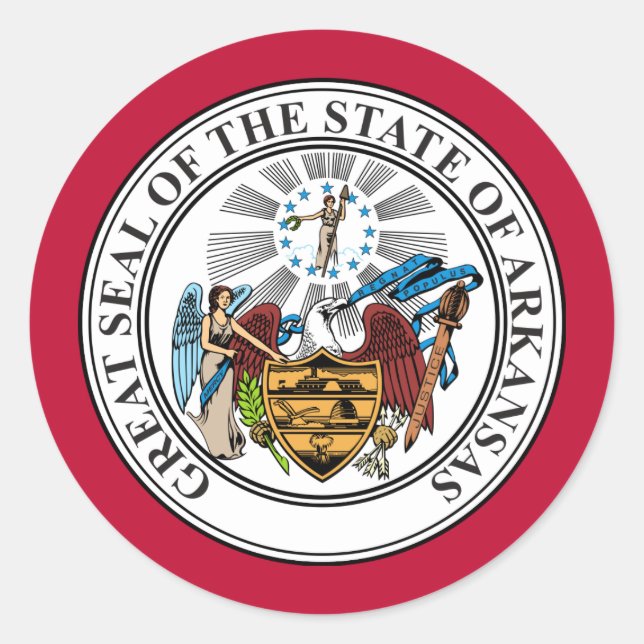 Arkansan Seal, Arkansas Classic Round Sticker (Front)
