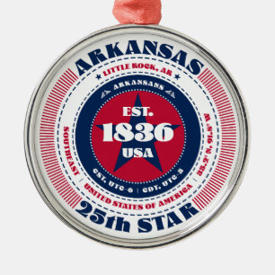 Arkansas 25th State Christmas Ornament