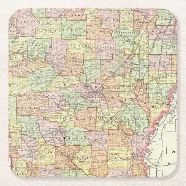 Arkansas 6 square paper coaster (Front)