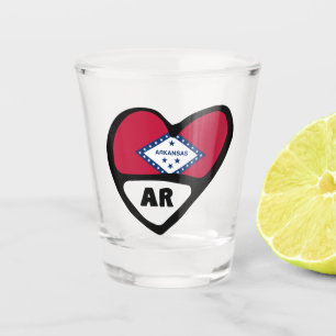 Arkansas, AR State Flag In Heart Shot Glass