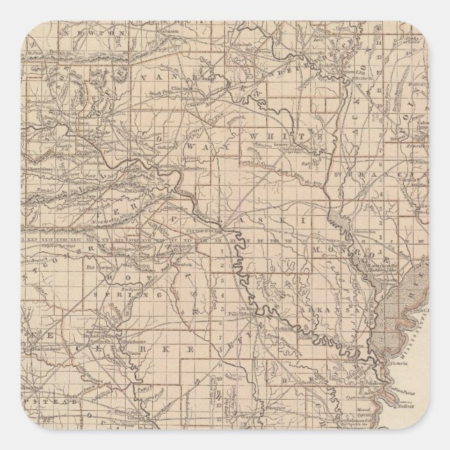 Arkansas Atlas Map Square Sticker (Front)