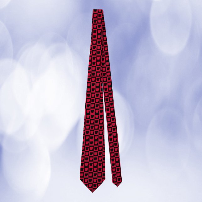 Arkansas Chequered Red and Black Pattern Tie (A tie with a red and black pattern featuring the US state of Arkansas.)