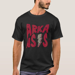 Arkansas Distressed Leopard Lightning Bolt T-Shirt