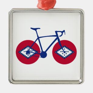Arkansas Flag Cycling Metal Ornament