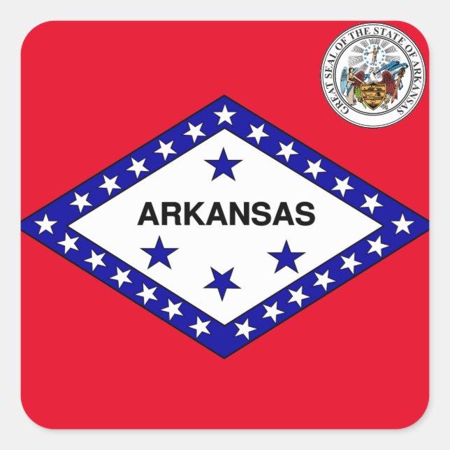 Arkansas flag square sticker (Front)