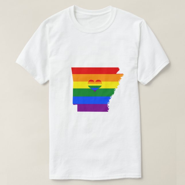 Arkansas Gay Pride Rainbow Flag Heart GLBTQ Design T-Shirt (Design Front)