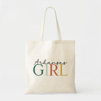 “Arkansas Girl” Colourful Typography Tote Bag