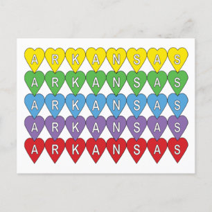 Arkansas Heart State Pattern Colourful Typography Postcard