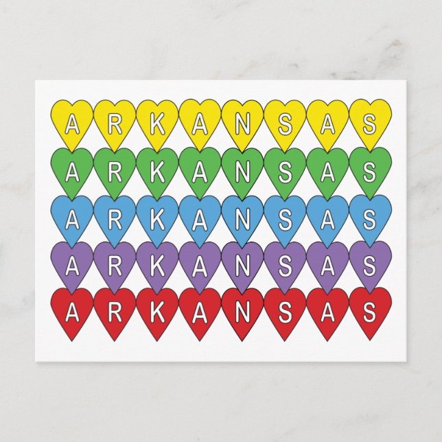 Arkansas Heart State Pattern Colourful Typography Postcard (Front)