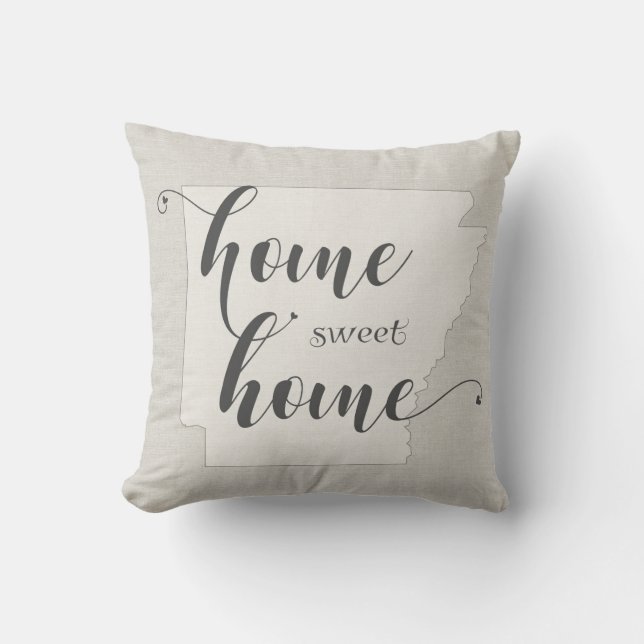 Arkansas - Home Sweet Home burlap-look Cushion (Front)