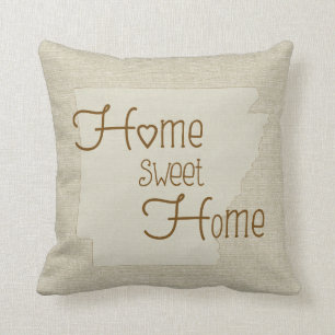Arkansas-Home Sweet Home burlap-look custom name Cushion