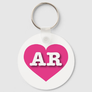 Arkansas Hot Pink Heart - I love AR Key Ring