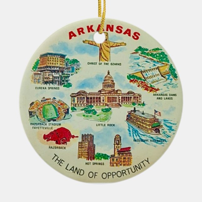 Arkansas Illustrated Ornament (Front)
