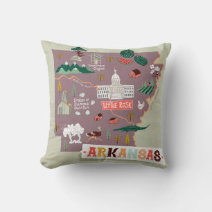 Arkansas Illustrated: USA Travel Map Cushion