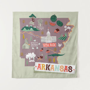 Arkansas Illustrated: USA Travel Map Tapestry
