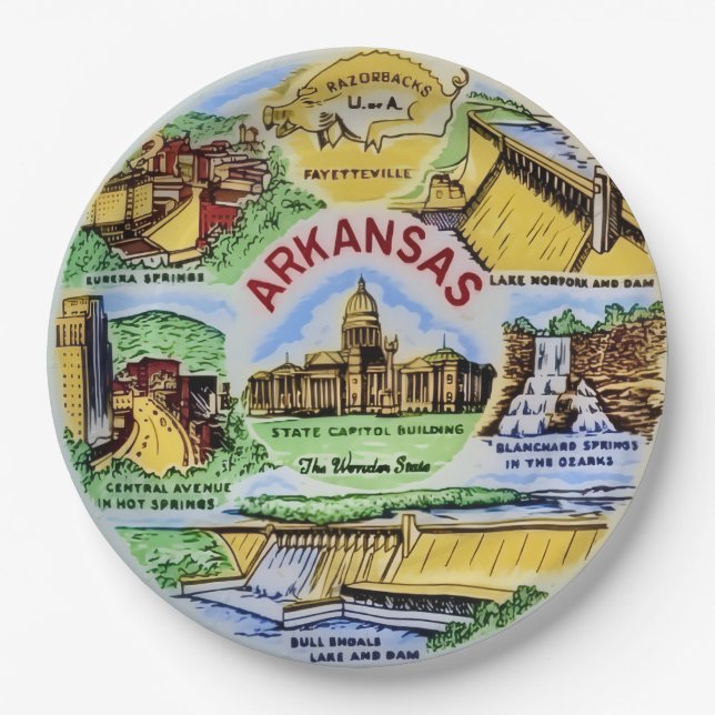 Arkansas Landmarks Party Plates (Front)