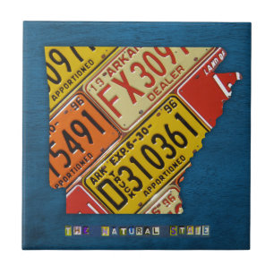 Arkansas License Plate Map Ceramic Tile V2