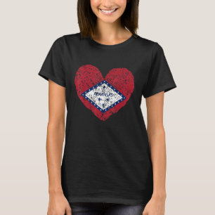 Arkansas Love State Retro Heart Flag T-Shirt